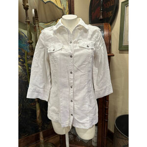 Women's Chico's White Button Down Shirt Size 0